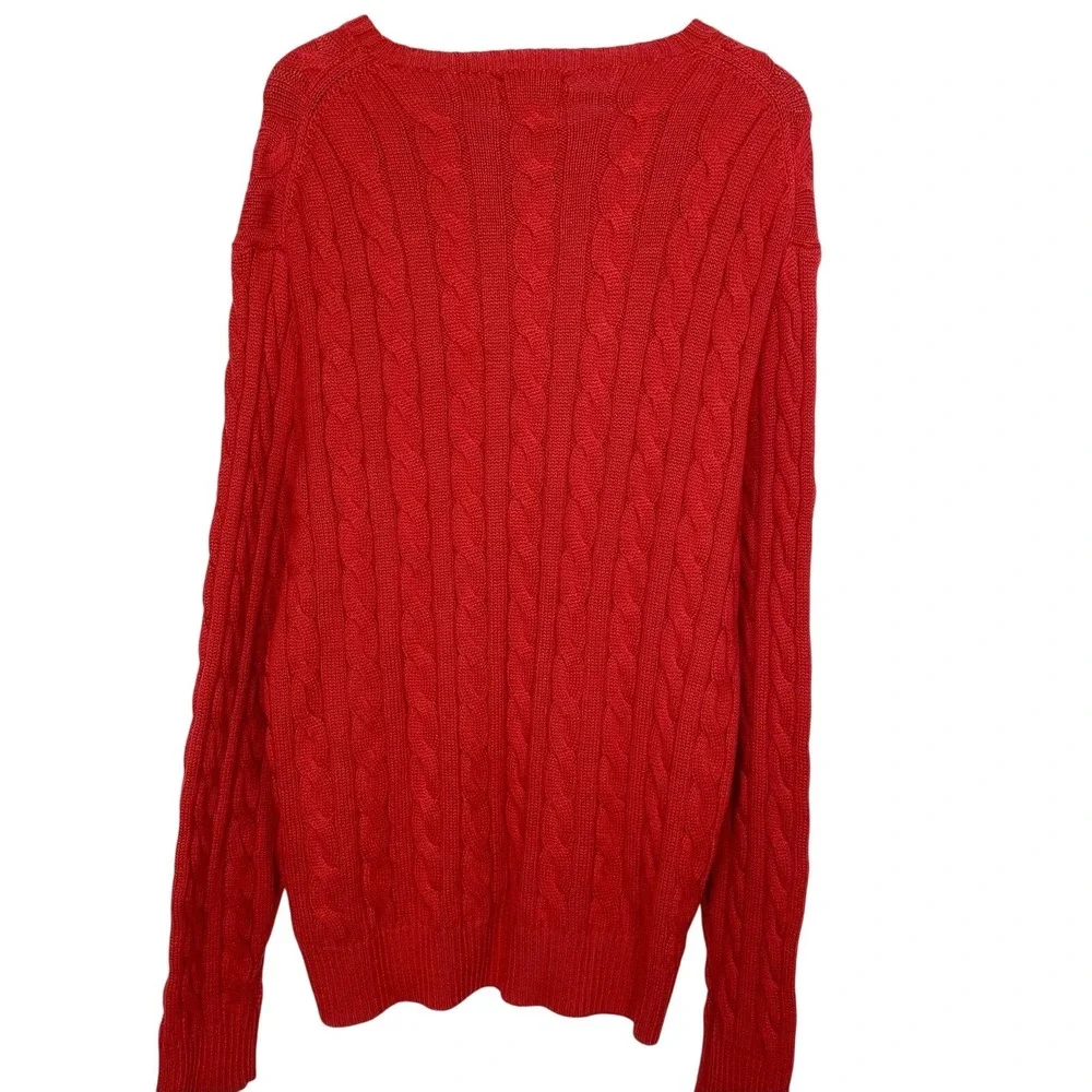 Polo Ralph Lauren Mens Sz XLT Sweater Chunky Cable Knit Classic Red Quiet Luxury